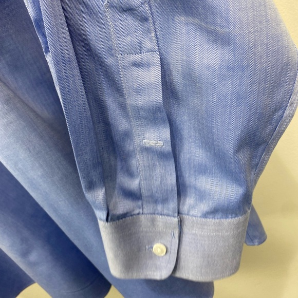 Nordstrom Men’s Blue Smartcare Organic Wrinkle Free Button Down Shirt 18 Neck - Picture 5 of 10